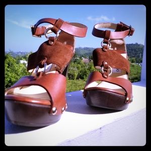 Jimmy Choo Brown wooden platform stud sandals